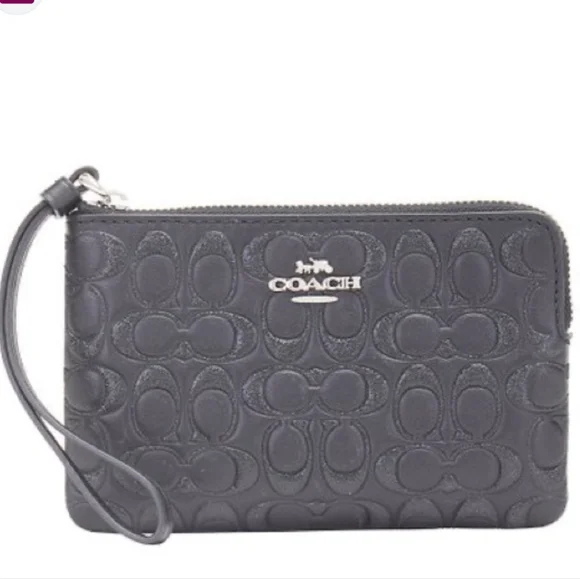EUC Coach Embossed Black Wristlet - Picture 1 of 5